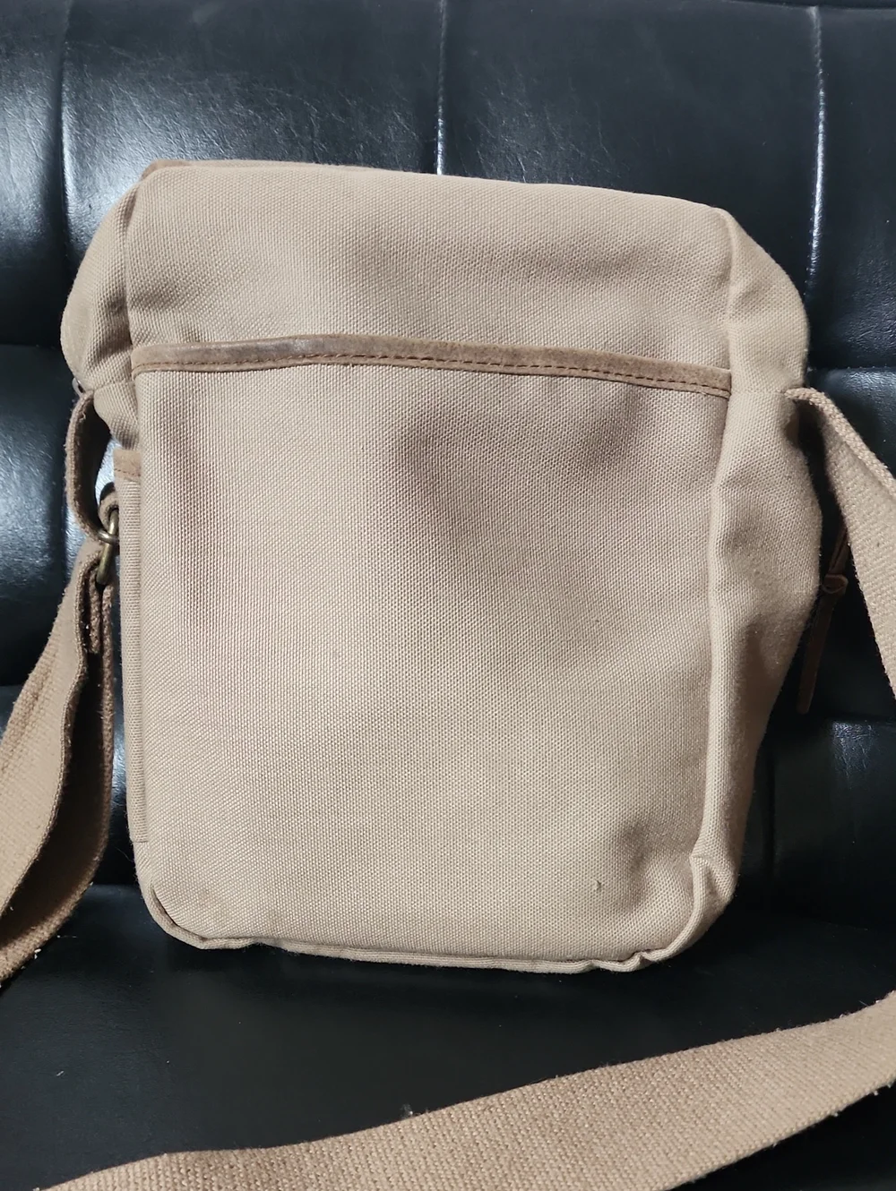 VTG JanSport Canvas Leather Safari Sac Crossbody Bag Field Satchel Gorpcore Tan